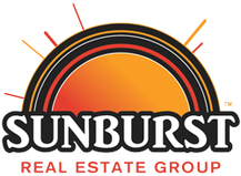 Sunburst Real Estate Logo with a background of an orange sun