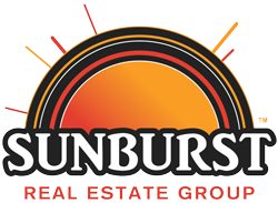 Sunburst Real Estate Logo with a background of an orange sun